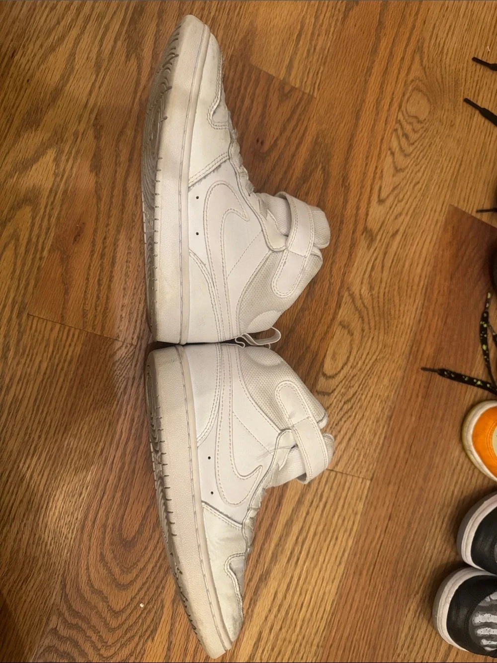 Nike White High-Top Kids Sneakers with Strap - Picture 2 of 3